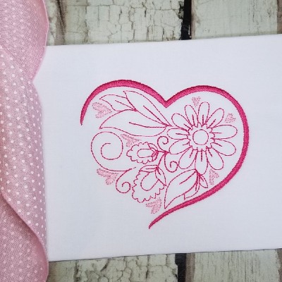 heart with flowers embroiderry